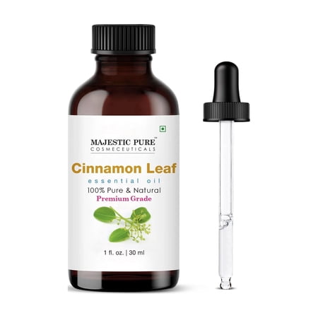 Majestic Pure Cinnamon Leaf Essential Oil, Premium Grade, Pure and Natural, for Aromatherapy, Massage, Topical & Household Uses, 1 fl oz