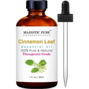 Majestic Pure Cinnamon Leaf Essential Oil, Premium Grade, Pure and Natural, for Aromatherapy, Massage, Topical & Household Uses, 1 fl oz