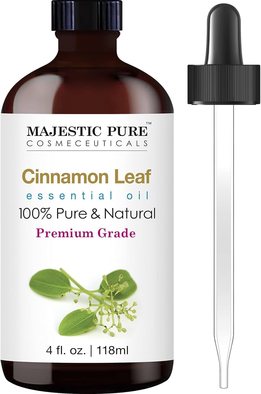 Majestic Pure Cinnamon Leaf Essential Oil, for Shiny Hair and Relaxing