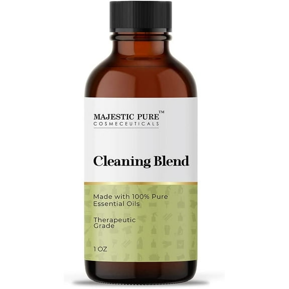 Majestic Pure Cleaning Essential Oil Blend | 100% Pure & Natural Premium Grade Oil for DIY Products, Cleaning | Blend of Lemon, Orange, Peppermint, Citronella | for Aromatherapy & Diffuser | 1oz