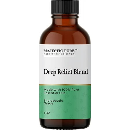 Majestic Pure Deep Relief Essential Oil Blend | 100% Pure & Natural for a Pain Relief, Soothing | Pink Grapefruit, Orange, Spearmint, Lemon Essential Oil for Diffusers & Aromatherapy | 1oz