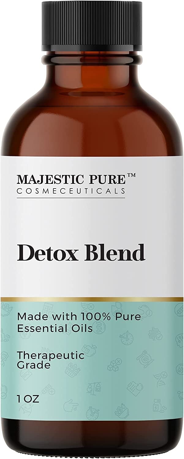 Majestic Pure Detox Essential Oil Blend | 100% Pure & Natural Premium Grade Oil for Detoxifying Mind & Body | Lemon, Basil, Pink Grapefruit, Lemongrass | for Aromatherapy & Diffuser | 1oz