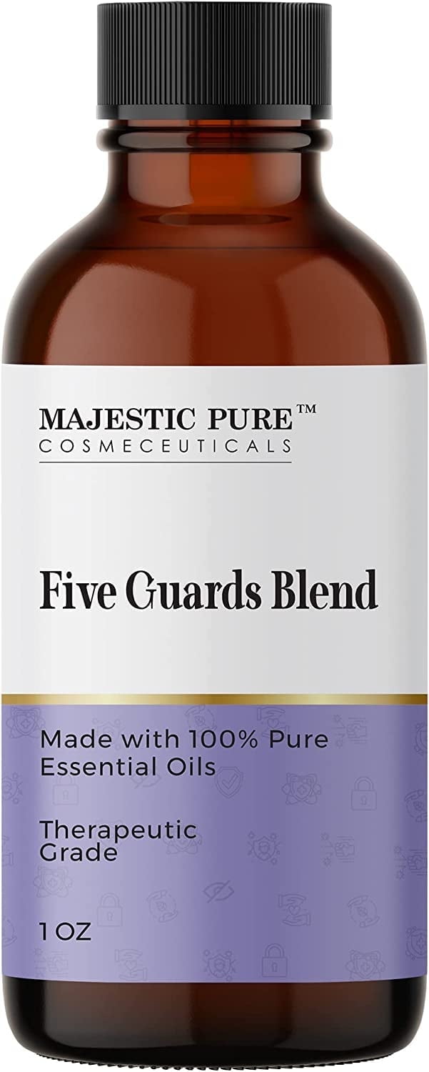 Majestic Pure Five Guards Essential Oil Blend| 100% Pure & Natural Premium Grade Oil for Aromatherapy & Massage| 1 Oz