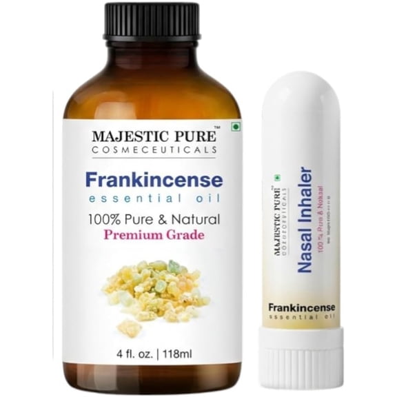 Majestic Pure Frankincense Essentilal Oil with Nasal Inhaler 4 Fl Oz