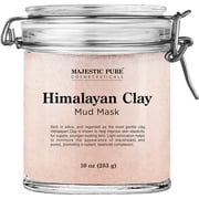 Majestic Pure Himalayan Clay Mud Mask for Face and Body - Exfoliating and Facial Acne Fighting Mask - Reduces Appearance of Pores, 10 oz