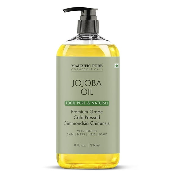 Majestic Pure Jojoba Oil | 100% Pure and Natural, Cold-Pressed | Moisturizing for Skin Care, Massage, Hair Care, and to Dilute Essential Oils | 8 fl oz