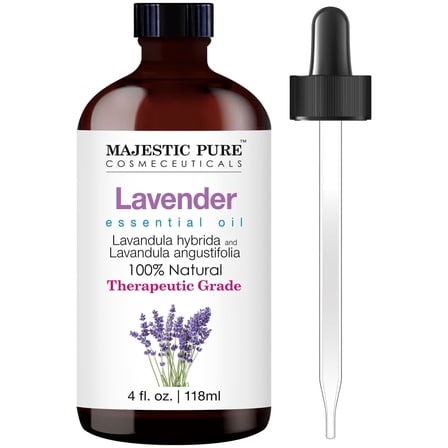 MAJESTIC PURE Lavender Essential Oil | 100% Pure and Natural Lavender Oil | Premium Grade Essential Oils for Hair Care, Home Diffusers, Skin, Aromatherapy, Massage and Humidifiers | 4 Fl Oz