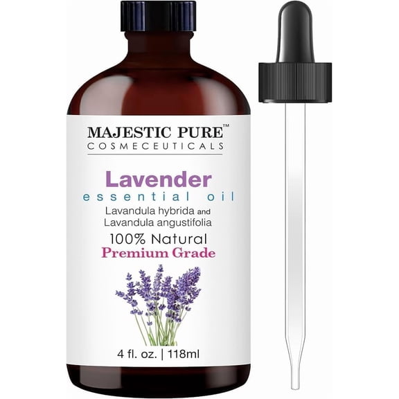MAJESTIC PURE Lavender Essential Oil | 100% Pure and Natural Lavender Oil | Premium Grade Essential Oils for Hair Care, Home Diffusers, Skin, Aromatherapy, Massage and Humidifiers | 4 Fl Oz