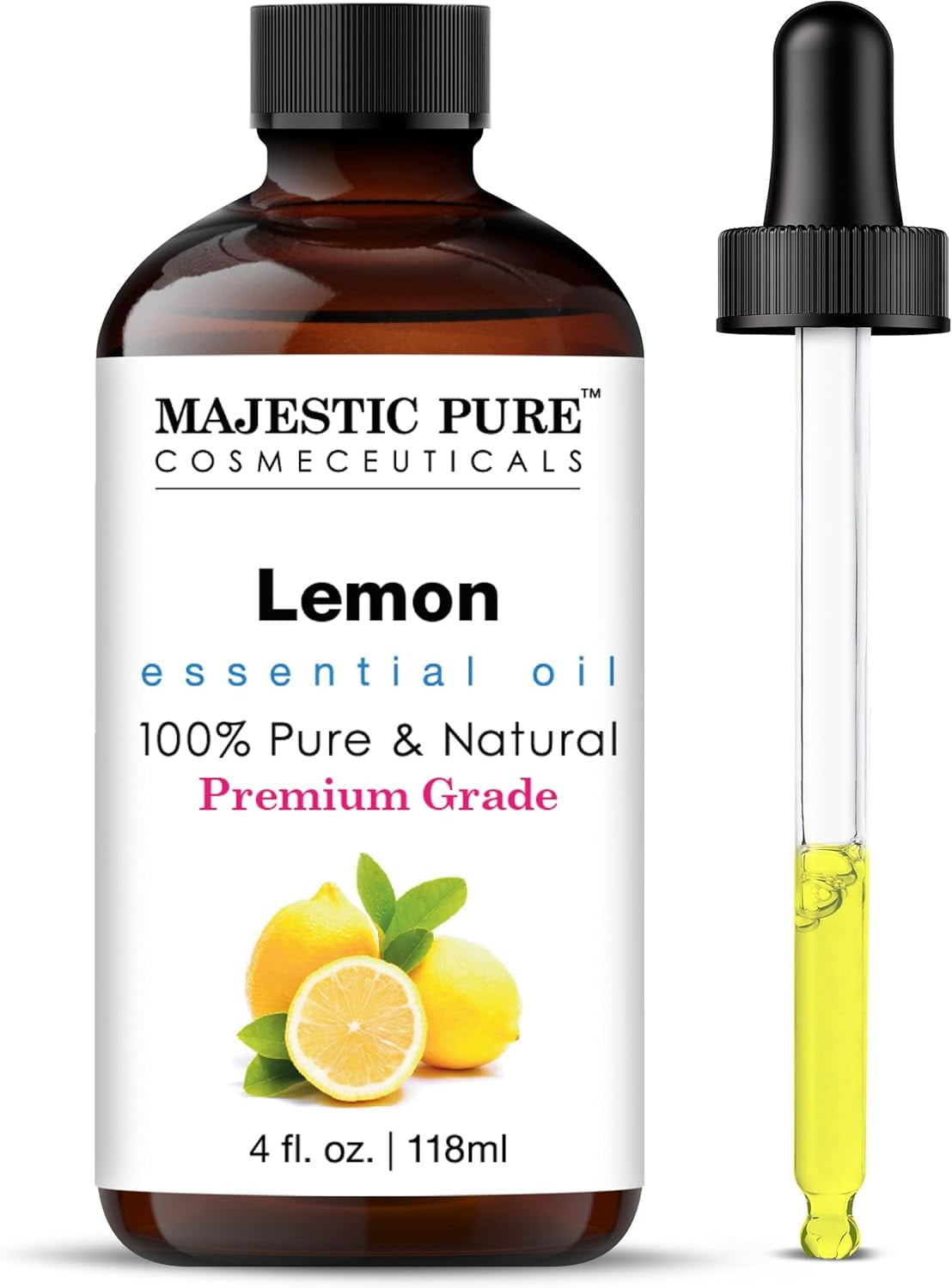 Majestic Pure Lemon Essential Oil for Aromatherapy, 4 fl oz