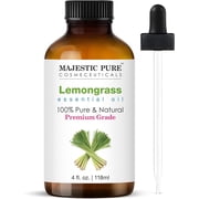 MAJESTIC PURE Lemongrass Essential Oil | 100% Pure and Natural Lemongrass Oil | Premium Grade Essential Oils for Hair Care, Home Diffusers, Skin, Aromatherapy, 