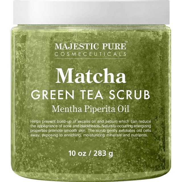 Majestic Pure Matcha Green Tea Body Scrub for All Natural Skin Care