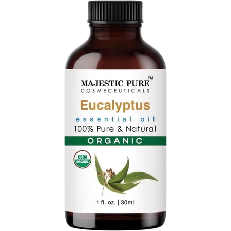Majestic Pure USDA Organic Eucalyptus Essential Oil - 100% Pure Eucalyptus Oil for Aromatherapy, Massage & Topical Uses, Perfect for Diffuser & Essential Oil Diffuser - 1 Fl Oz