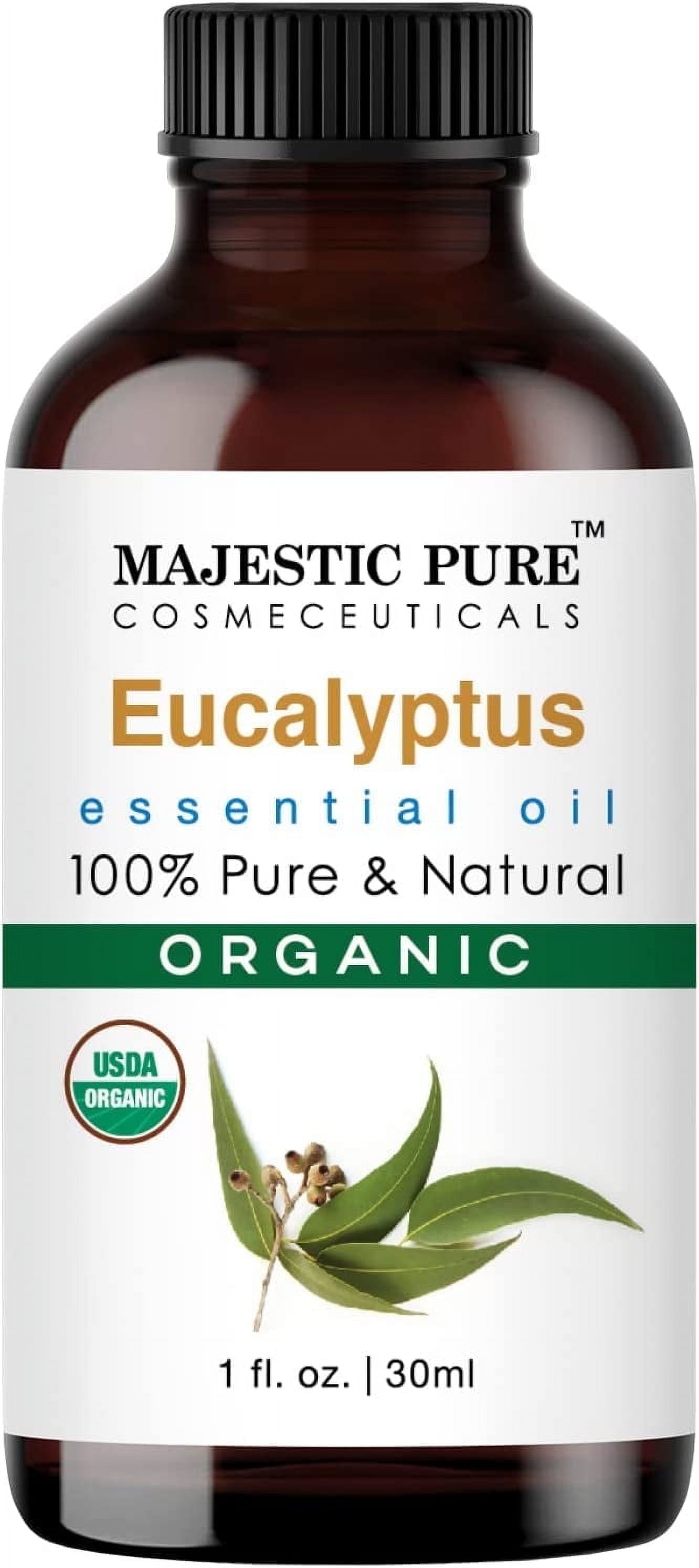 Majestic Pure USDA Organic Eucalyptus Essential Oil - 100% Pure Eucalyptus Oil for Aromatherapy, Massage & Topical Uses, Perfect for Diffuser & Essential Oil Diffuser - 1 Fl Oz