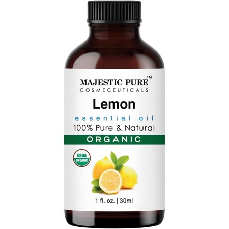 Majestic Pure Organic Lemon Essential Oil - 100% Pure Lemon Oil for Aromatherapy, Massage & Topical Uses, Perfect for Diffuser & Essential Oil Diffuser - 1 Fl Oz