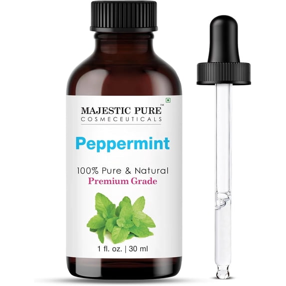 Majestic Pure Peppermint Essential Oil, Premium Grade, Pure and Natural, for Aromatherapy, Massage, Topical & Household Uses, 1 fl oz