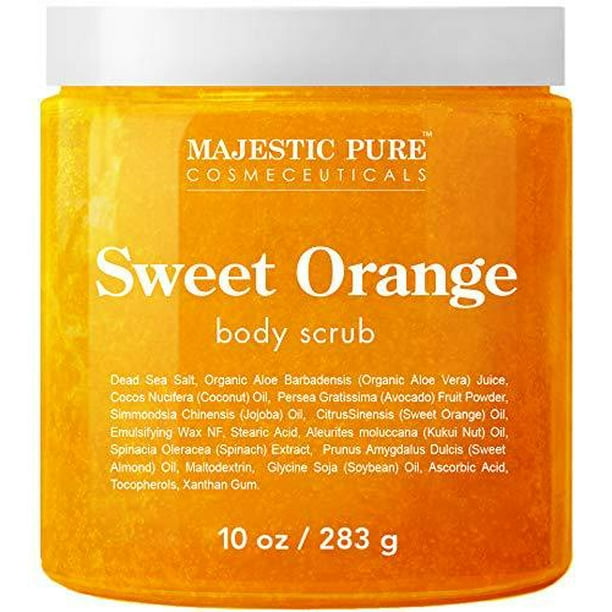 Majestic Pure Sweet Orange Body Scrub Exfoliates, Moisturizes and