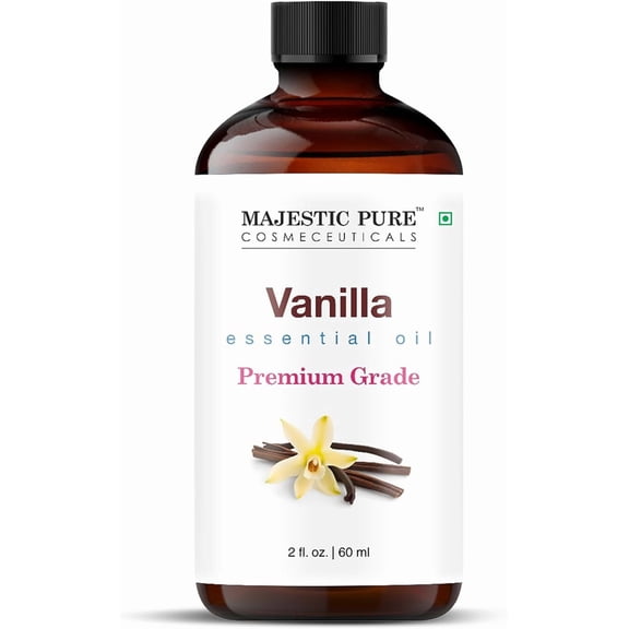 Majestic Pure Vanilla Essential Oil - 2 Fl Oz - 100% Pure and Natural Vanilla Oil - Premium Grade Essential Oils for Diffuser, Aromatherapy, Soap and Candle Making