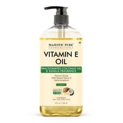 Majestic Pure Coconut & Vanilla Vitamin E Oil   Cold Pressed & Hexane Free Moisturizing Oil for Hair, Scalp, Eyebrows, Eyelashes, Face, Skin, Body, Nails & Cuticles   8 Fl Oz