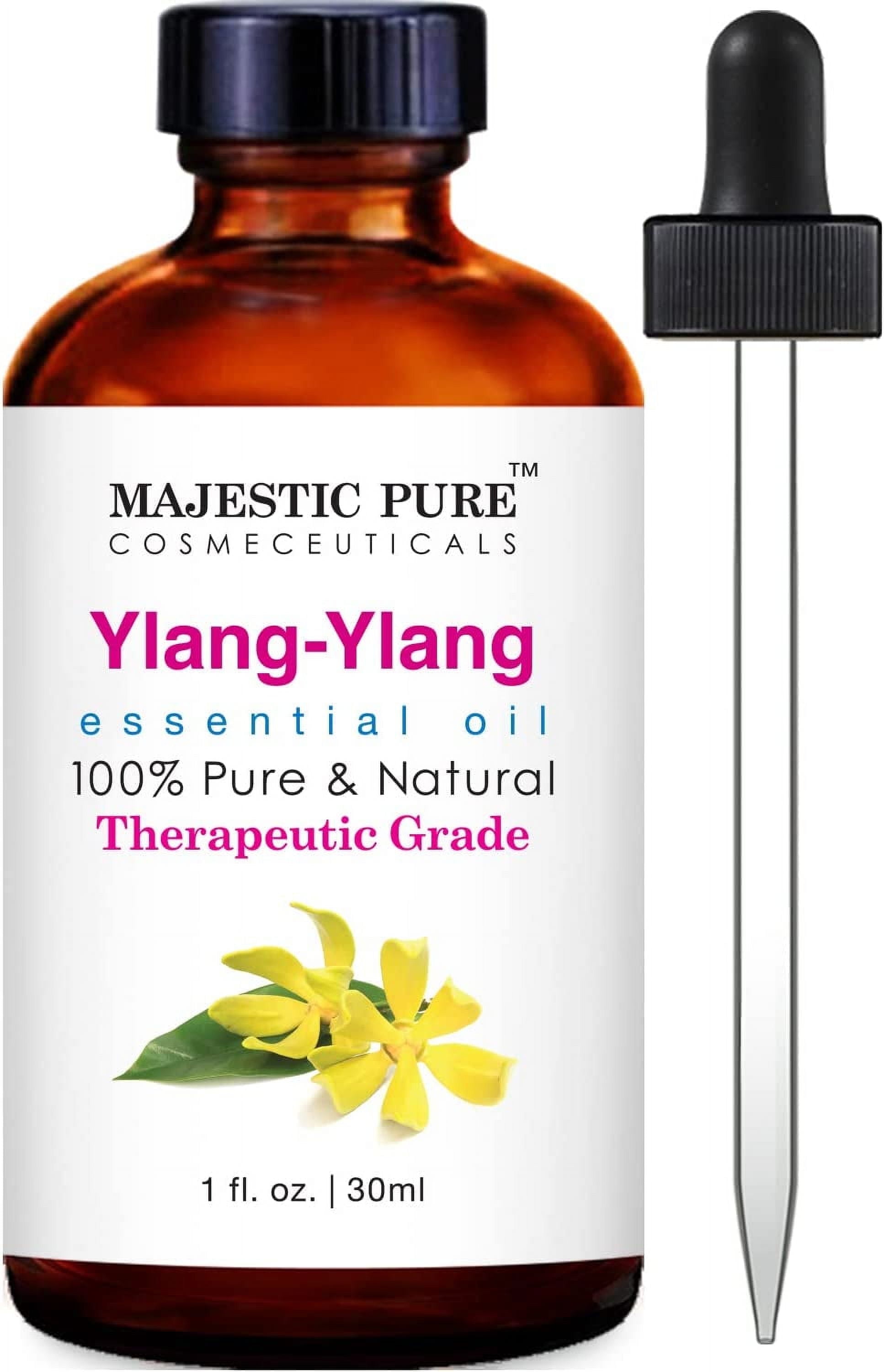 Majestic Pure Ylang Ylang Essential Oil with Glass Dropper - 1 Fl Oz - 100% Pure and Natural Ylang Ylang Oil - Premium Grade Essential Oils for Diffuser, Aromatherapy, Soap and Candle Making