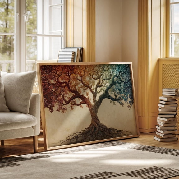 Majestic Rainbow Gradient Tree Wall Art - Multicolor Hangable Nature Artwork For Modern Home And Office Décor Wall Art, Modern Wall Decor, 8x12 UNFRAMED