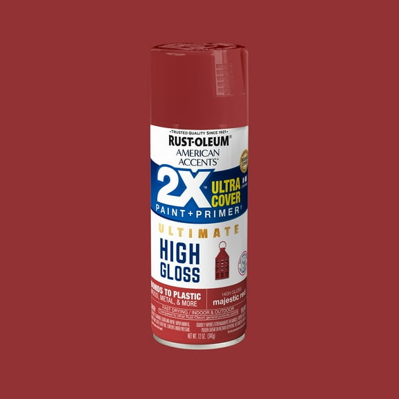 Majestic Red, Rust-Oleum American Accents 2X Ultra High Gloss Spray Paint-371767, 12 oz