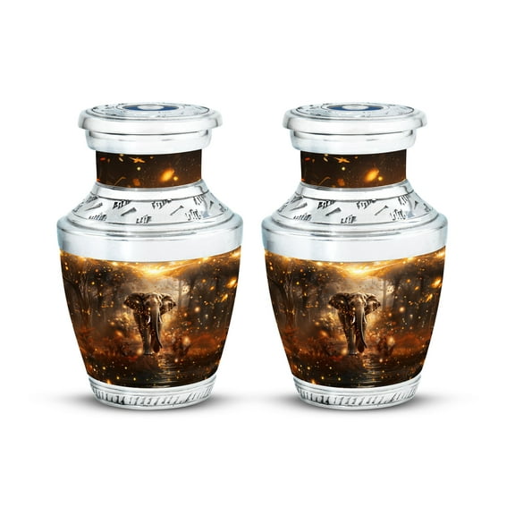 Majestic River Elephant Artistic Urn For Adult Human Ashes - Nature-Inspired Decorative Urns - Elegant Cremation Urn For Adult Male Or Female Landscape Ashes Urn - Memorial Urn (Size 3Inch,2Pcs)