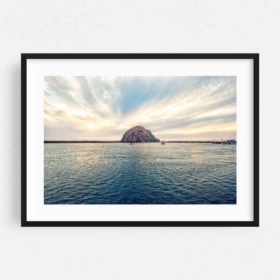 Majestic Rock by the Sea - Morro Bay California Photography Black Framed Wall Art Print 24 x 36 inches