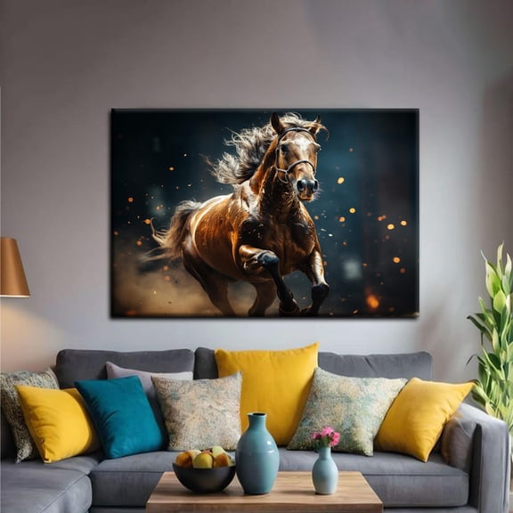 Majestic Running Horse Wild Stallion Galloping Powerful Animal, Unframed Poster