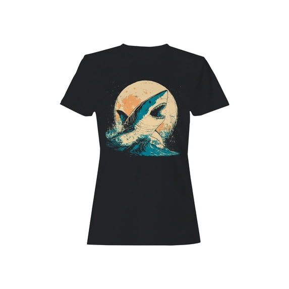 Majestic Shark Under Moonlight Women's T-shirt