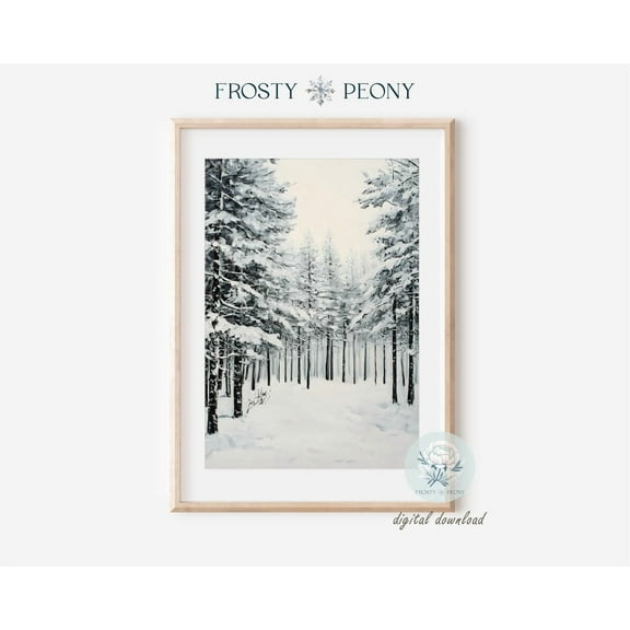Majestic Snow-Covered Pine Trees Scenery Art Print, Winter Landscape Wall Decor, Winter Wonderland Art, Wall Art, Modern Wall Decor, 16x24 UNFRAMED