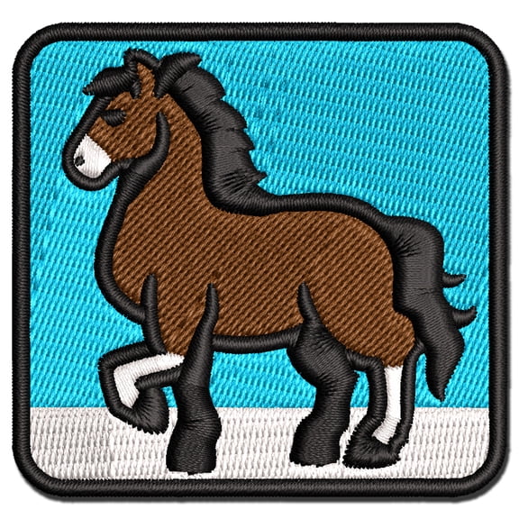 Majestic Standing Horse Applique Multi-Color Embroidered Iron-On Patch - 3 Inch Medium