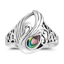 Majestic Swirl Swan Abalone Shell Wings Sterling Silver Ring-9