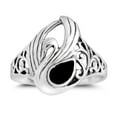 thumbnail image 1 of Majestic Swirl Swan Black Onyx Wings Sterling Silver Ring-8, 1 of 4