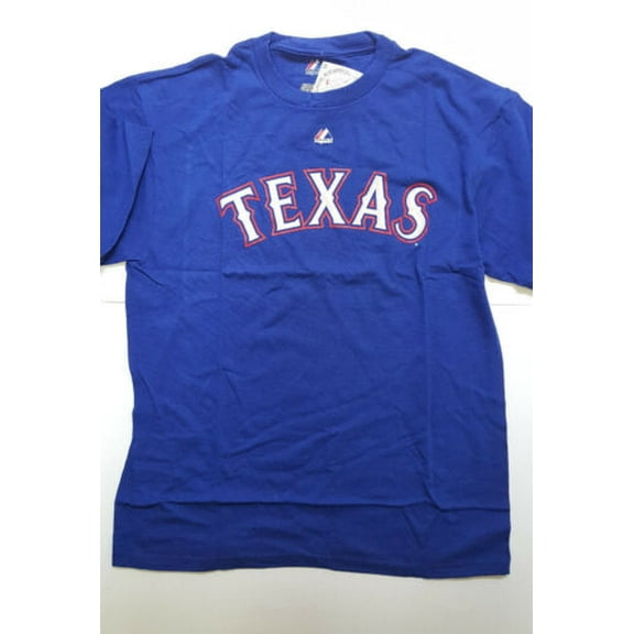 Majestic Texas Men Clothing Blue MLB Baseball Large T-Shirt Rare Collectible New