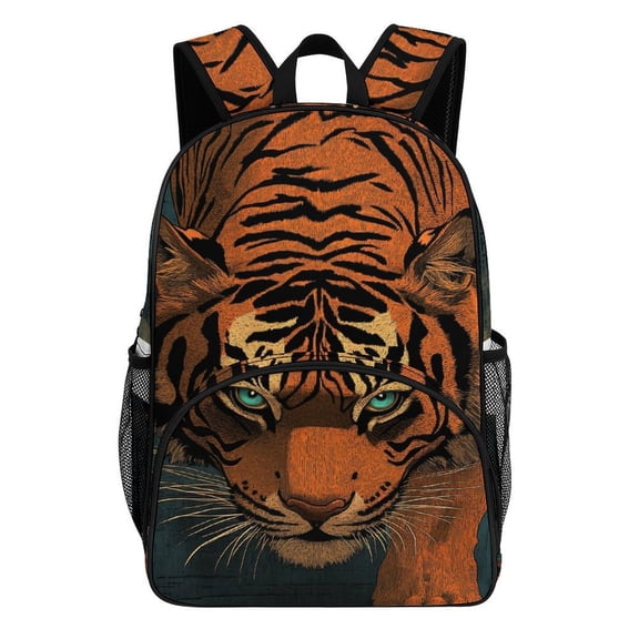 Majestic Tiger Prowling Dark Background Teenage Backpack Middle Students Bookbag Outdoor Daypack