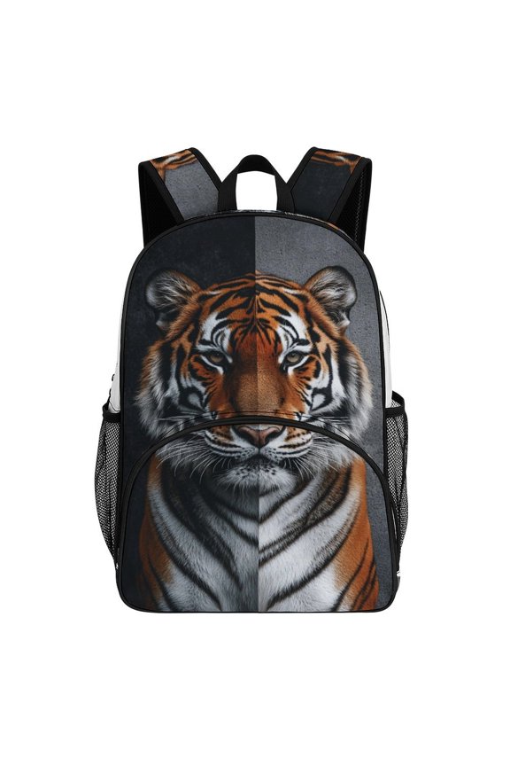 Majestic Tiger Split Image Art Teenage Backpack Middle Students Bookbag Outdoor Daypack