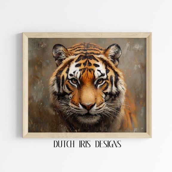 Majestic Tiger Wildlife, Animal Art, Rustic Jungle Wall Decor, Cottagecore Nature Wall Art Print 586 Home Decor #1953, Unframed Canvas Size 16x24