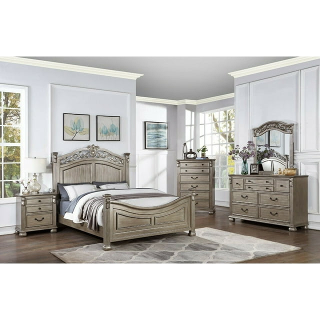 Majestic Traditional Eastern King Size Bed Dresser Mirror 2x