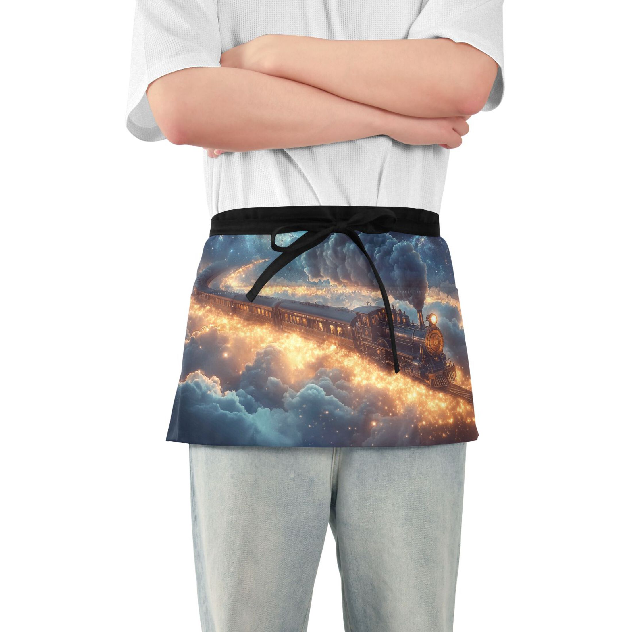 Majestic Train in Clouds Server Apron with 3 Pockets Waterproof ...