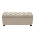 thumbnail image 1 of Majestic Tufted Velvet Lift-Top Storage Trunk with Nail Head Accent, Tan, 1 of 1