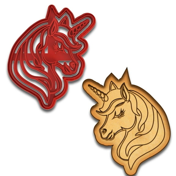 Majestic Unicorn Cookie Cutter & Stamp Set - 4x3.85", Fantasy Baking Tool for Magical Treats