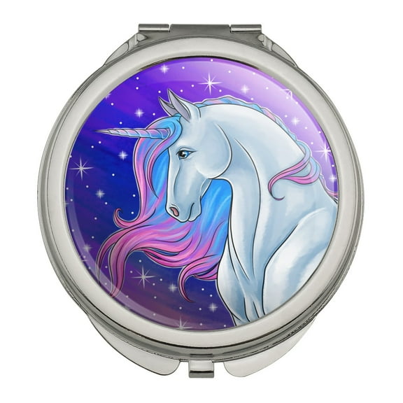 Majestic Unicorn Pink Purple Blue Compact Travel Purse Handbag Makeup Mirror