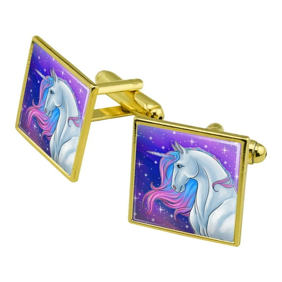 Majestic Unicorn Pink Purple Blue Square Cufflink Set - Silver or Gold