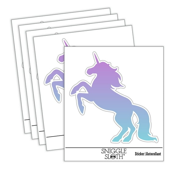 Majestic Unicorn Rearing Up Car Window Bumper Water Bottle Phone Tablet Laptop Waterproof Vinyl Decal Sticker Set 5-Pack - Gloss Finish - 3.0"