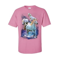 Majestic Unicorns In Space Unisex Adult Short Sleeve T-shirt-Azalea-4xl