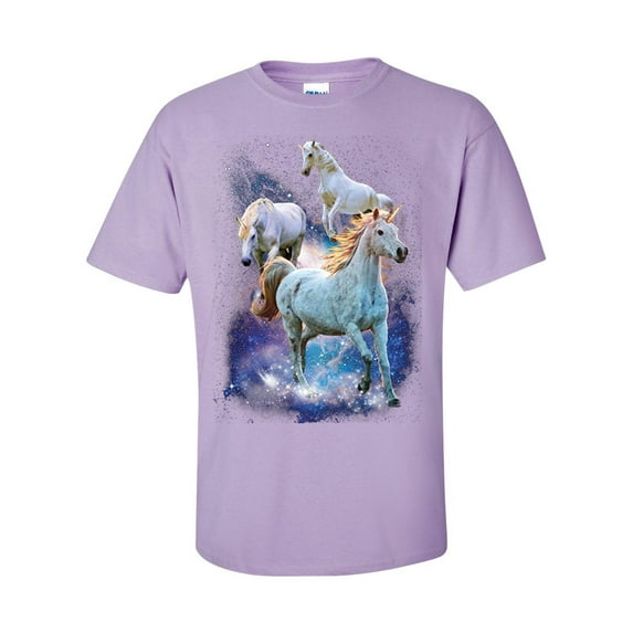 Majestic Unicorns In Space Unisex Adult Short Sleeve T-shirt-Orchid-small