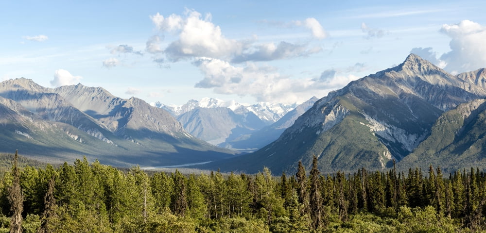 Majestic Valley as it Matanuska-Susitna Valley in Southcentral Alaska Alaska USA Canvas Art - Panoramic Images (19 x 9)