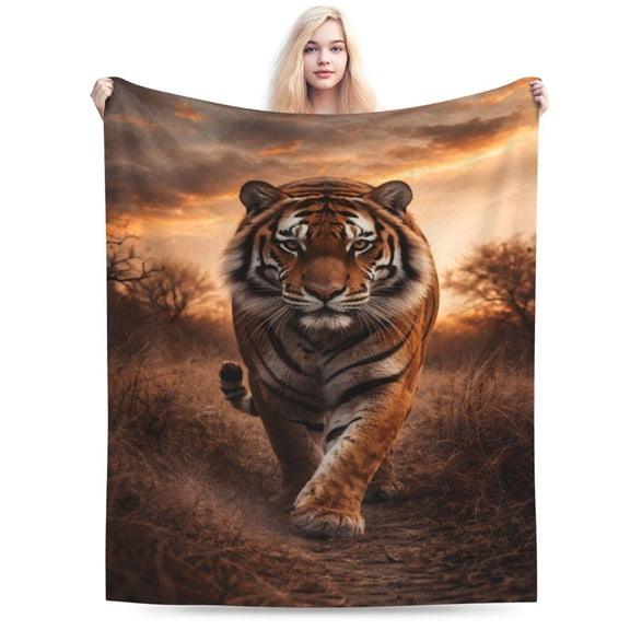 Majestic Walking Tiger Blanket Soft Cozy for Couch Bed Living Room Home Decor 50x40