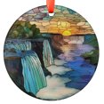 thumbnail image 1 of Majestic Waterfall: -Style Christmas Ornament - Made With Real Glass, Holiday Keepsake, Xmas Tree Hanging Decoration, Seasonal Gift Idea, Collectible Ornament 2025, 1 of 5