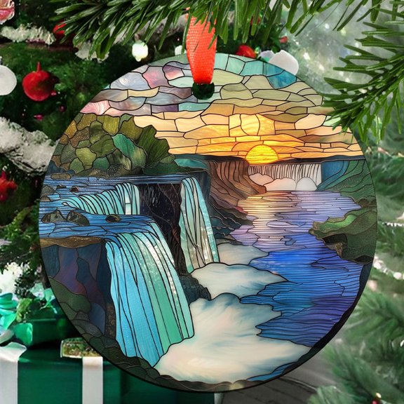 Majestic Waterfalls: Ornament Style Wall or Window Hanging, 2025, Holiday Decoration, Seasonal Keepsake Gift, Unique Collectible, Window Hanging, Home 2025, Seasonal Holiday